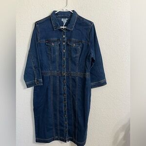 NWTS Monroe & Main Y2K Western Style Denim Button Down Midi Shirt Dress Size 10